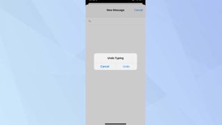 입력을 취소하는 방법을 보여주는 iOS 메시지 앱의 스크린샷